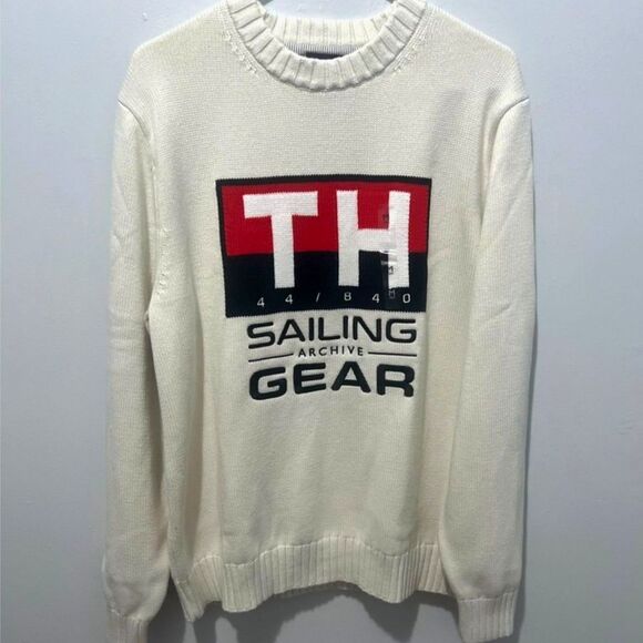 Tommy Hilfiger Archive Sailing Gear Sweater Men's M Intarsia Knit Nautical NWT - Picture 2 of 6